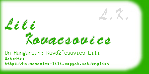 lili kovacsovics business card